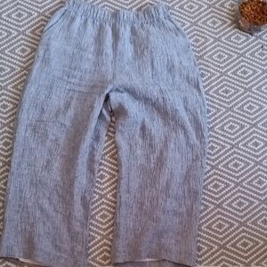 Tahari Blue and White Linen Pants